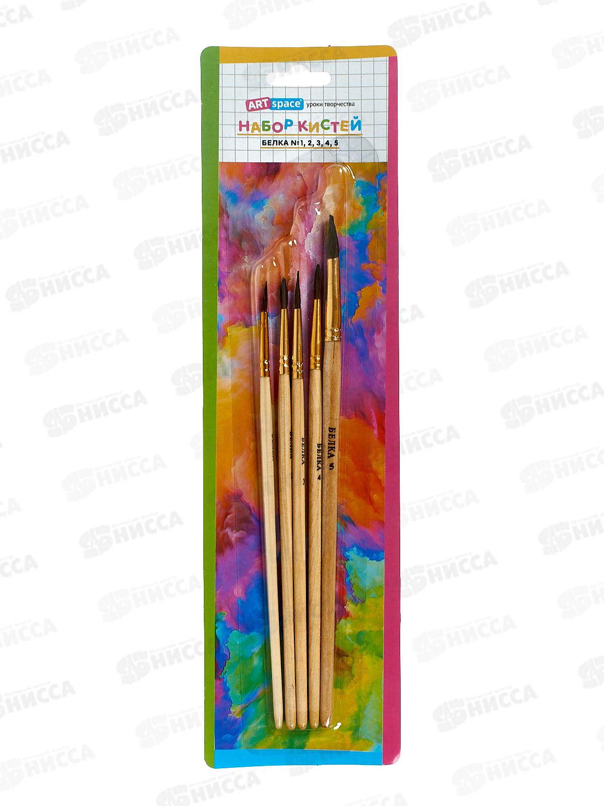 Кисти набор ArtSpace 5шт (белка, круглые), 2388 *24/240