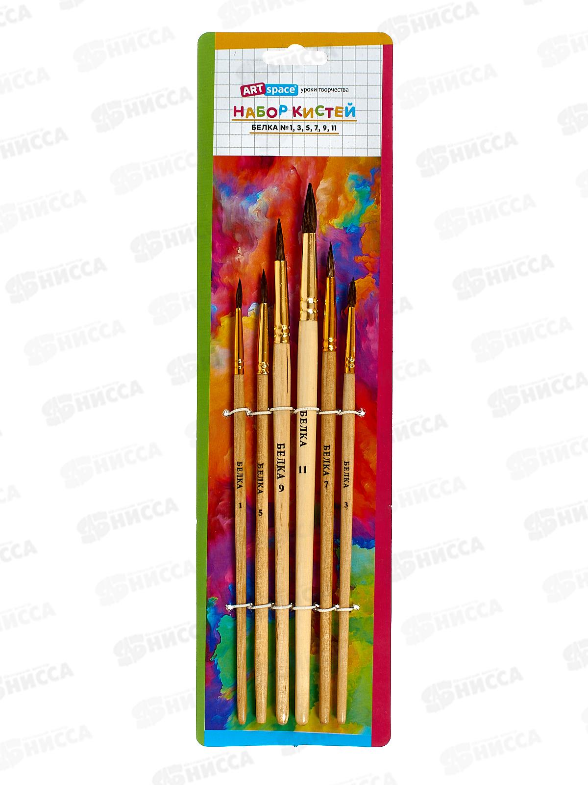 Кисти набор ArtSpace 6шт (белка, круглые), 3301*24/240