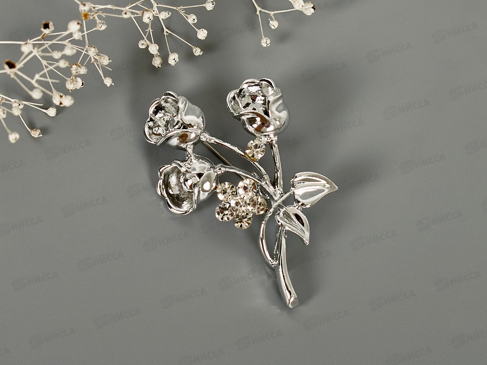 Брошь "Цветок" со стразами в асс №450