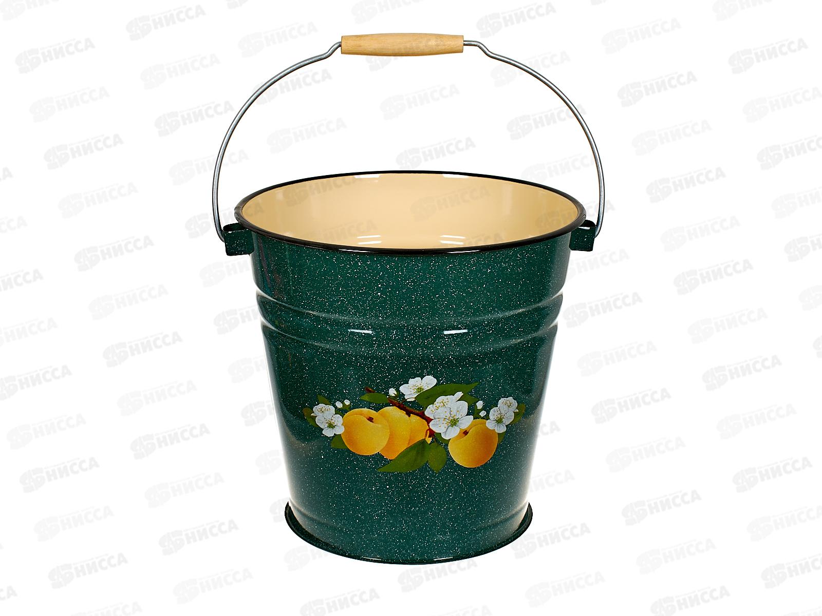 Ведро 12л без крышки декорированное С1124.зП зеленый рябчик *2