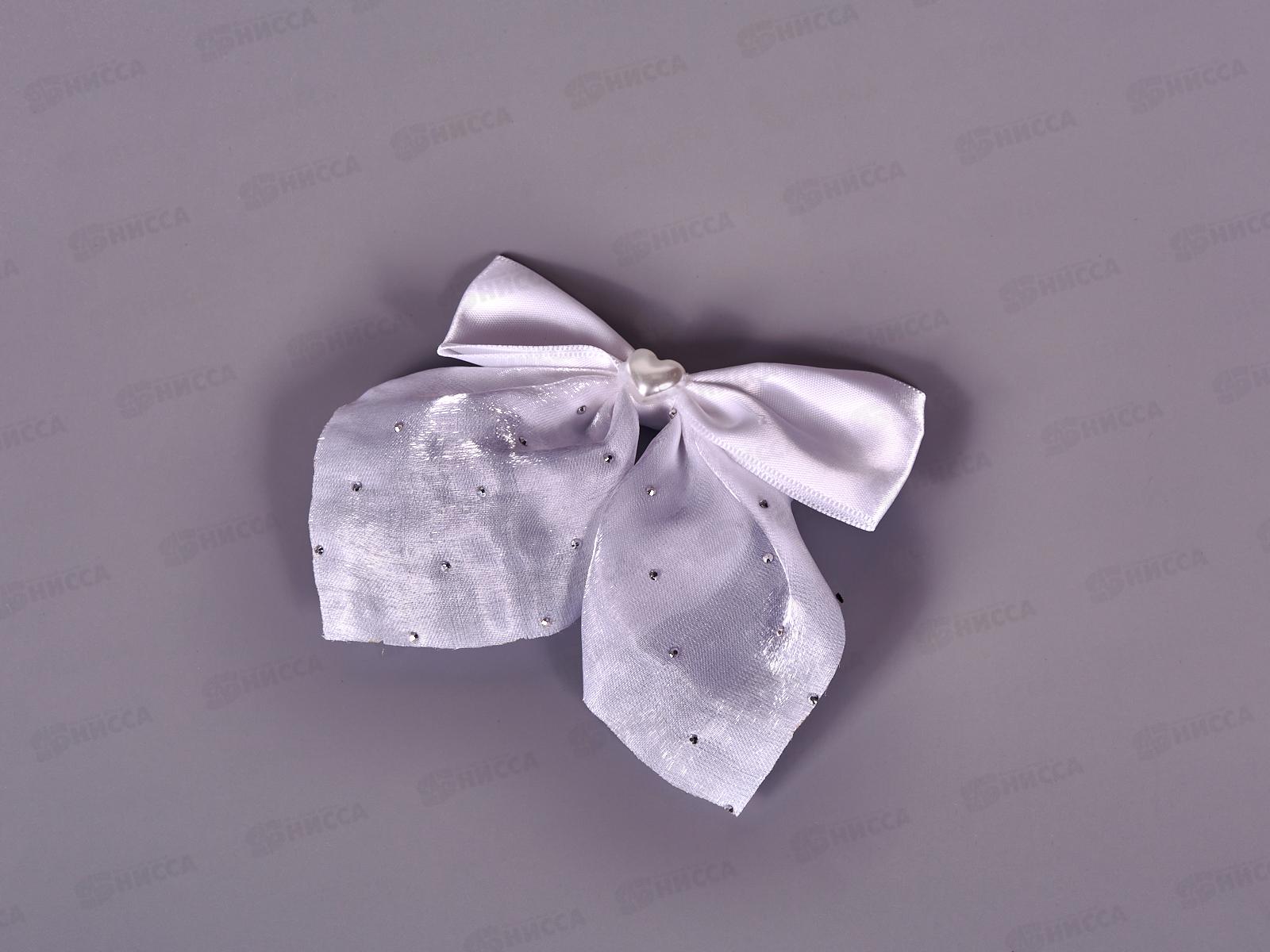 Резинка  для волос &quotШкольница&quot 11*9см сердечко белый 10072619