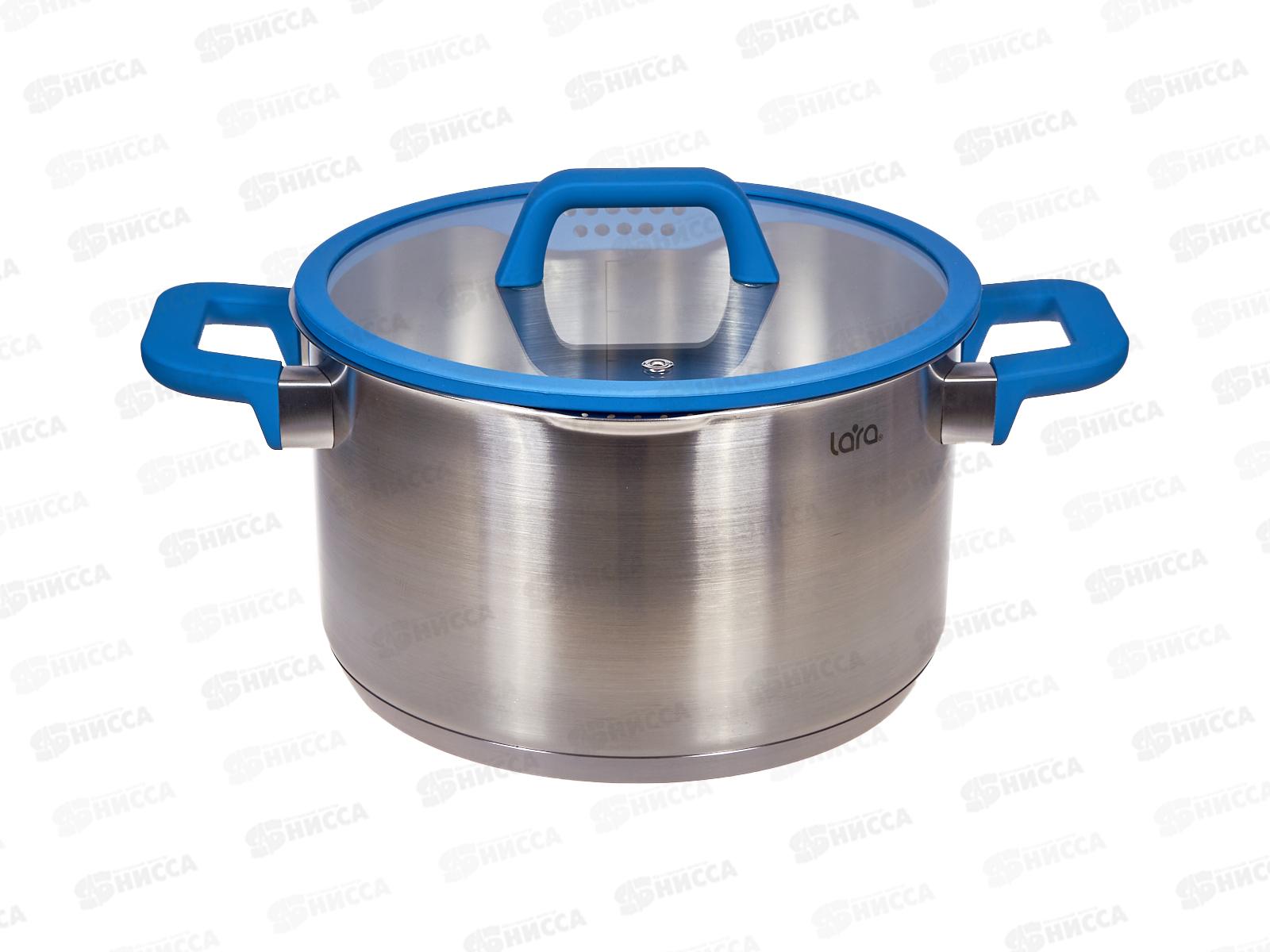 Кастрюля САПФИР 24х12см 6.2л, индукционное дно, крышка стекло LR02-794