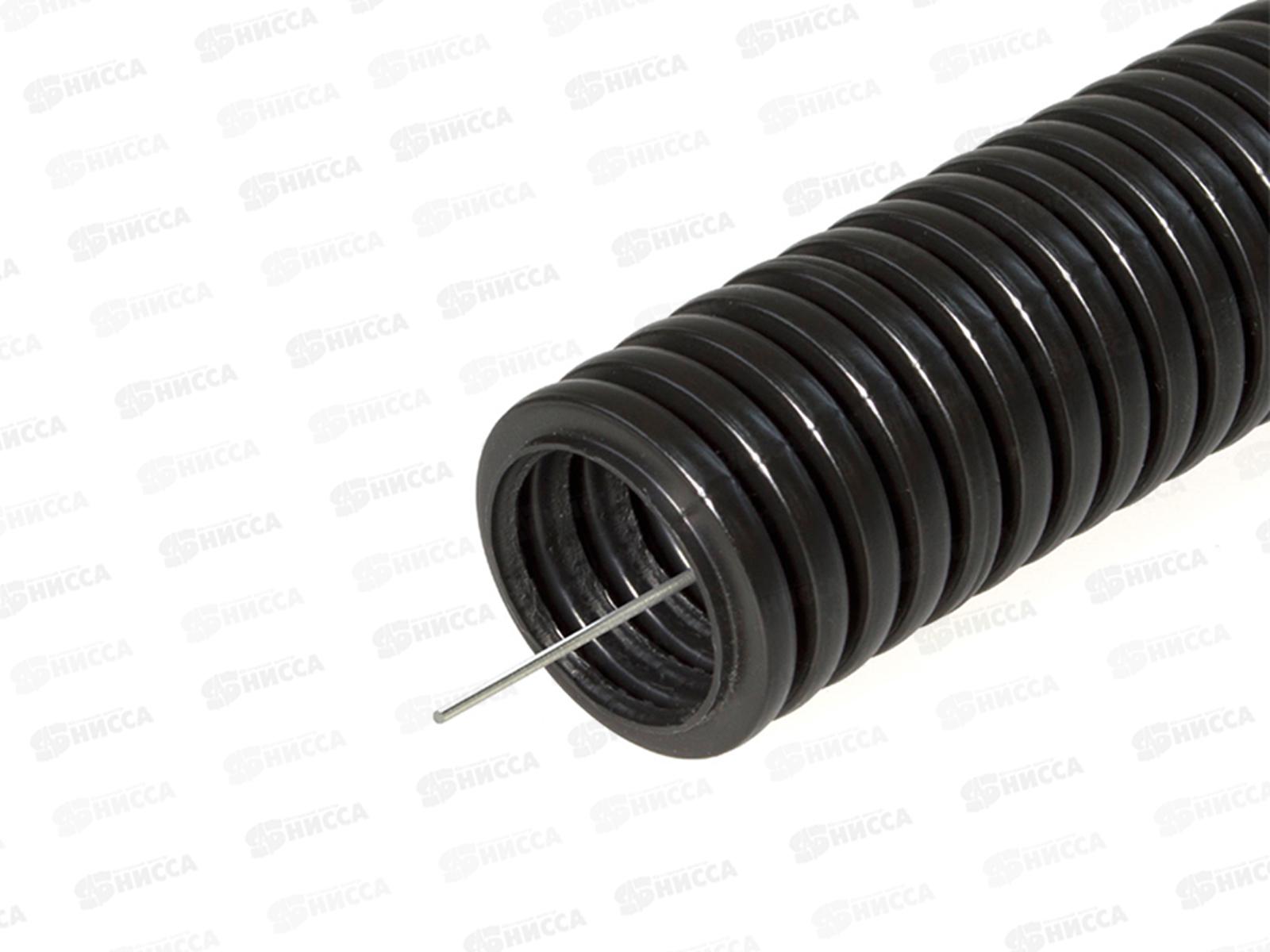 Труба гофрированная ПНД d32 с зондом (50м) AGIS Profile черная *50