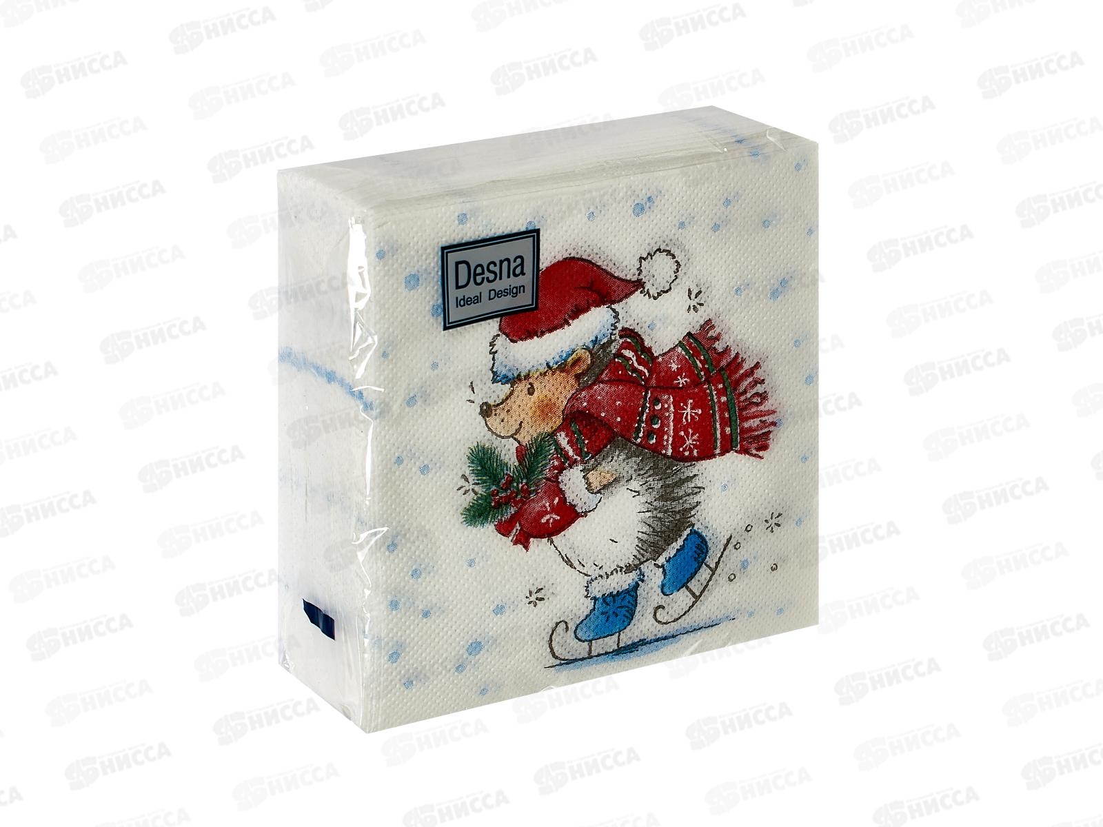 Салфетки 1 слойные 40 листов 24*24 Desna Design Ежик на коньках,25196*32