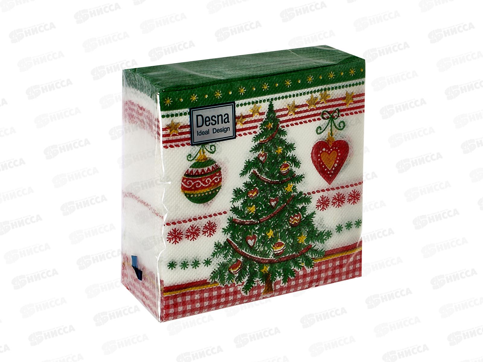 Салфетки 1 слойные 40 листов 24*24 Desna Design Новогодняя ель,57540*32