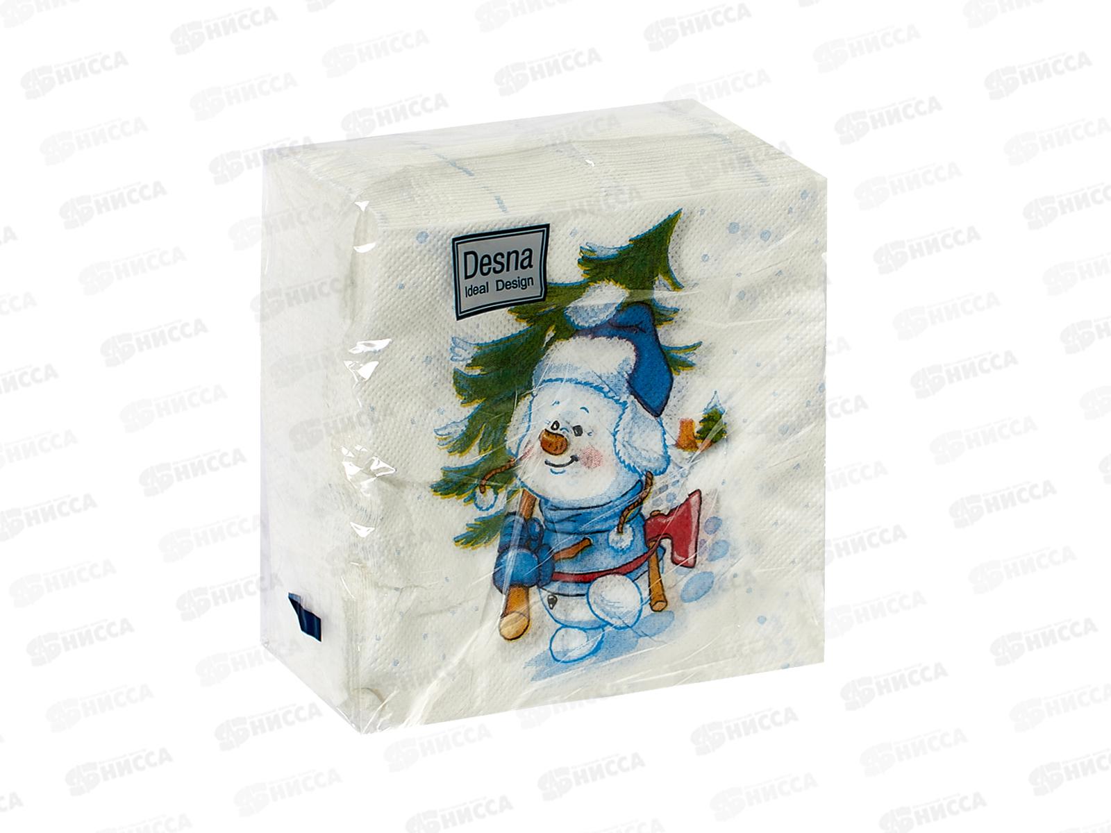 Салфетки 1 слойные 40 листов 24*24 Desna Design Снеговик с ёлкой,25184*32