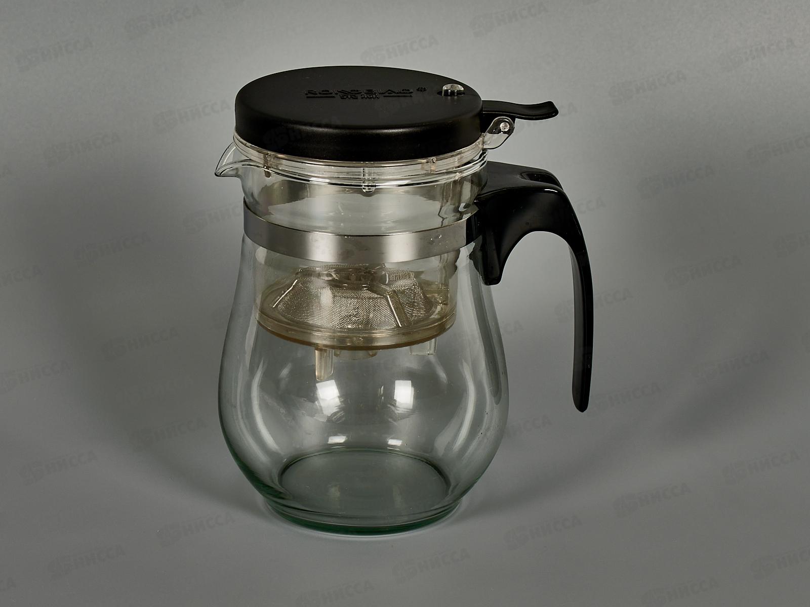 Чайник заварочный 500 мл, стекло+пласт 5102  (048098) Ж