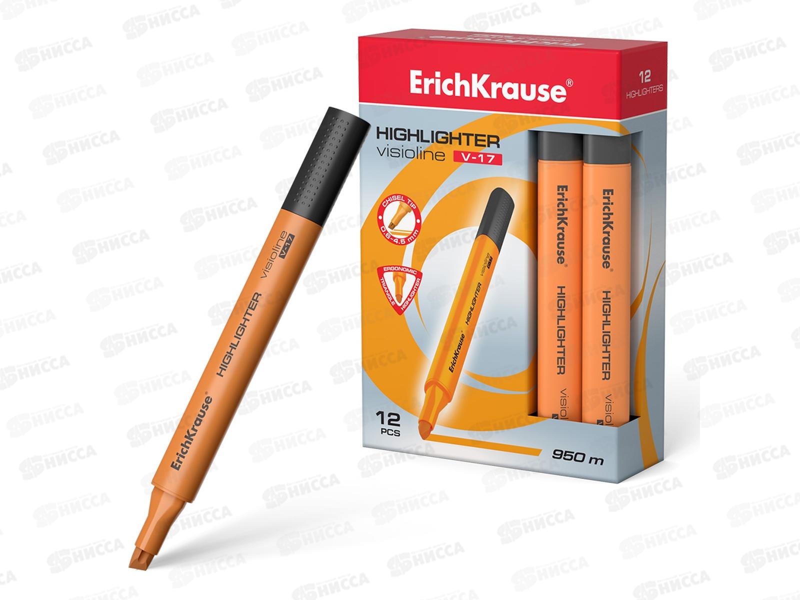 Маркер Erich Krause V-17 текстовый, оранжевый, 56703 *12/144