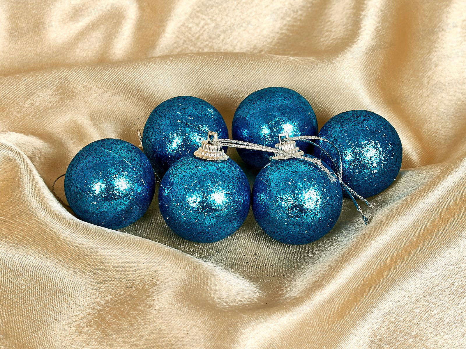 Набор елочных шаров 6шт &quotБлестящее напыление&quot 4см синий 652-016