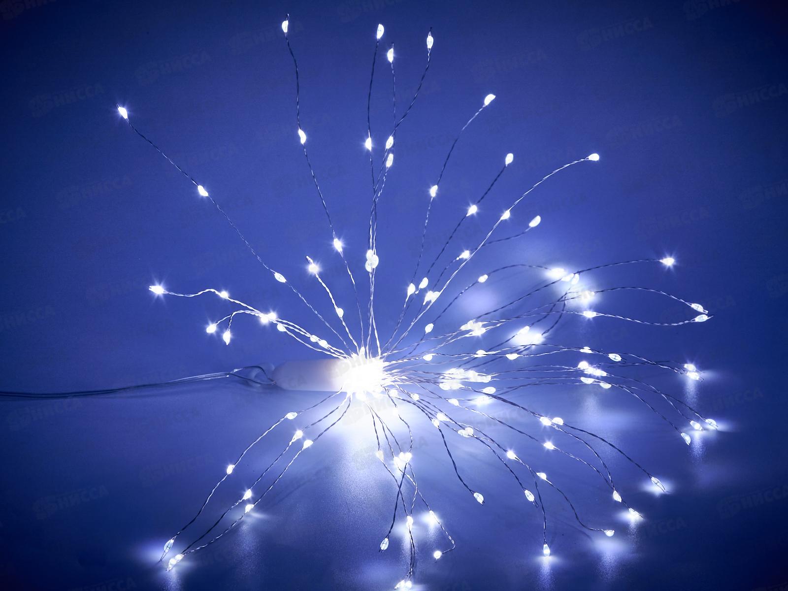 Гирлянда 30см 160 ламп &quotСфера&quot 2 режима  IP-20 белый, тип питания от батареек 183-0225