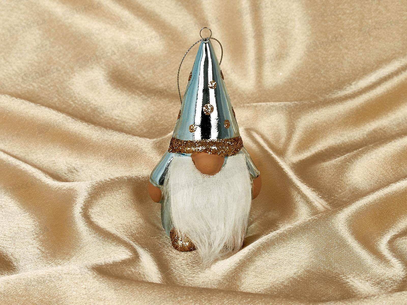 Елочная игрушка Веселый лесовичок 6,5*13см голубой 916-0707