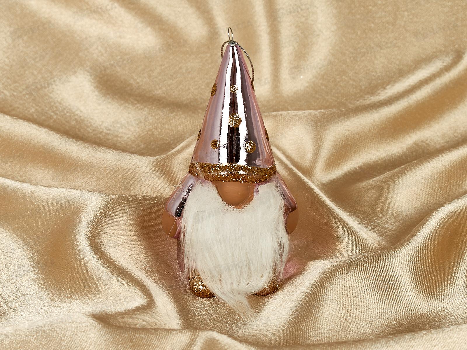 Елочная игрушка Веселый лесовичок 6,5*13см розовый 916-0709