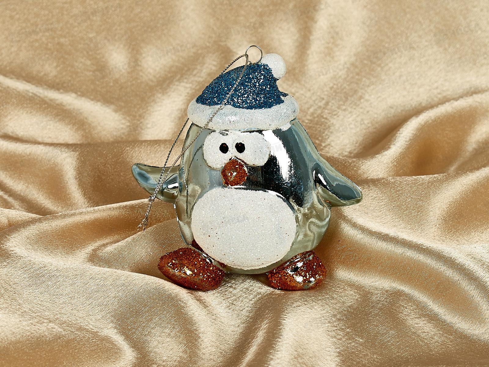 Елочная игрушка Веселый пингвиненок 11*6см голубой 916-0731