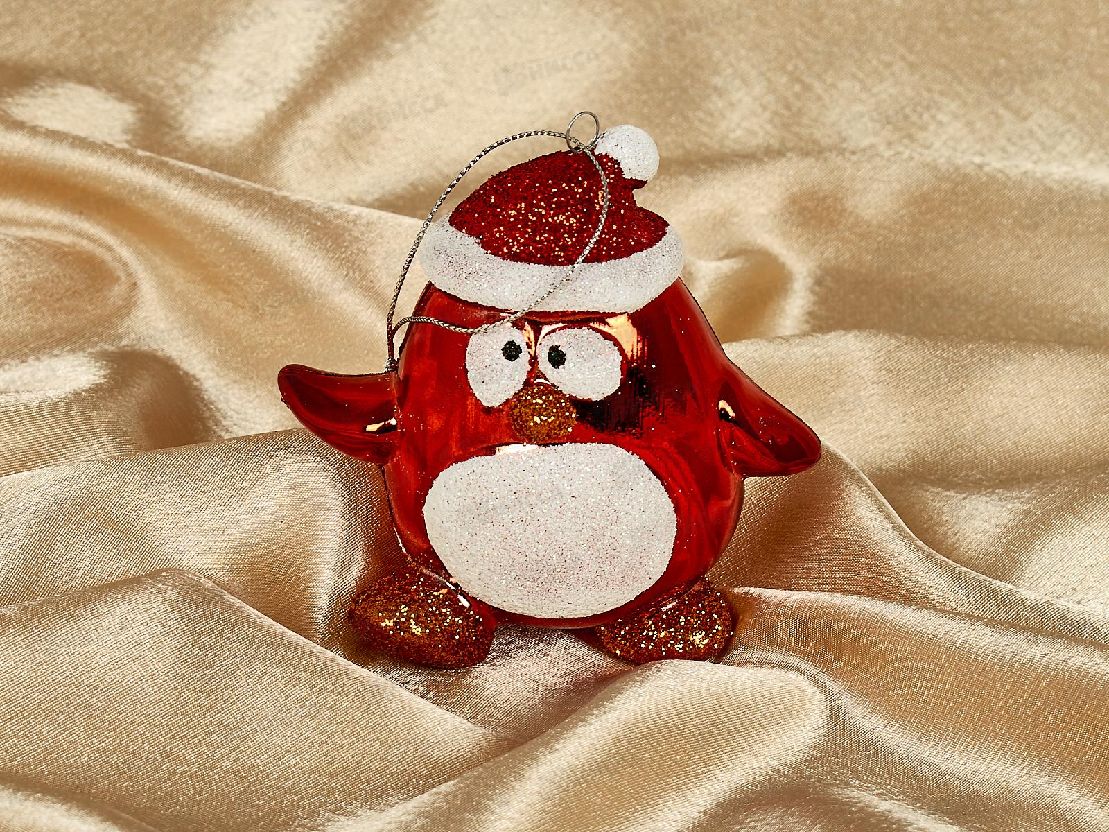 Елочная игрушка Веселый пингвиненок 11*6см красный 916-0729