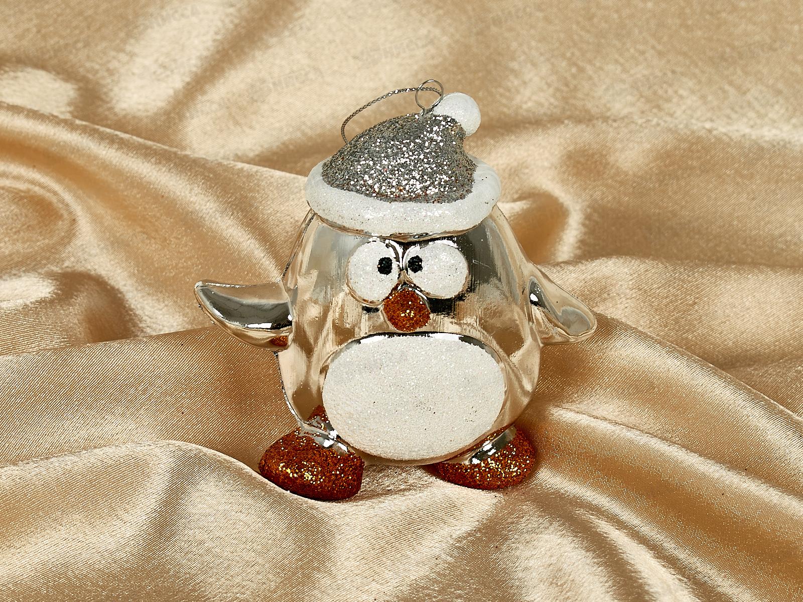 Елочная игрушка Веселый пингвиненок 11*6см серебро 916-0730