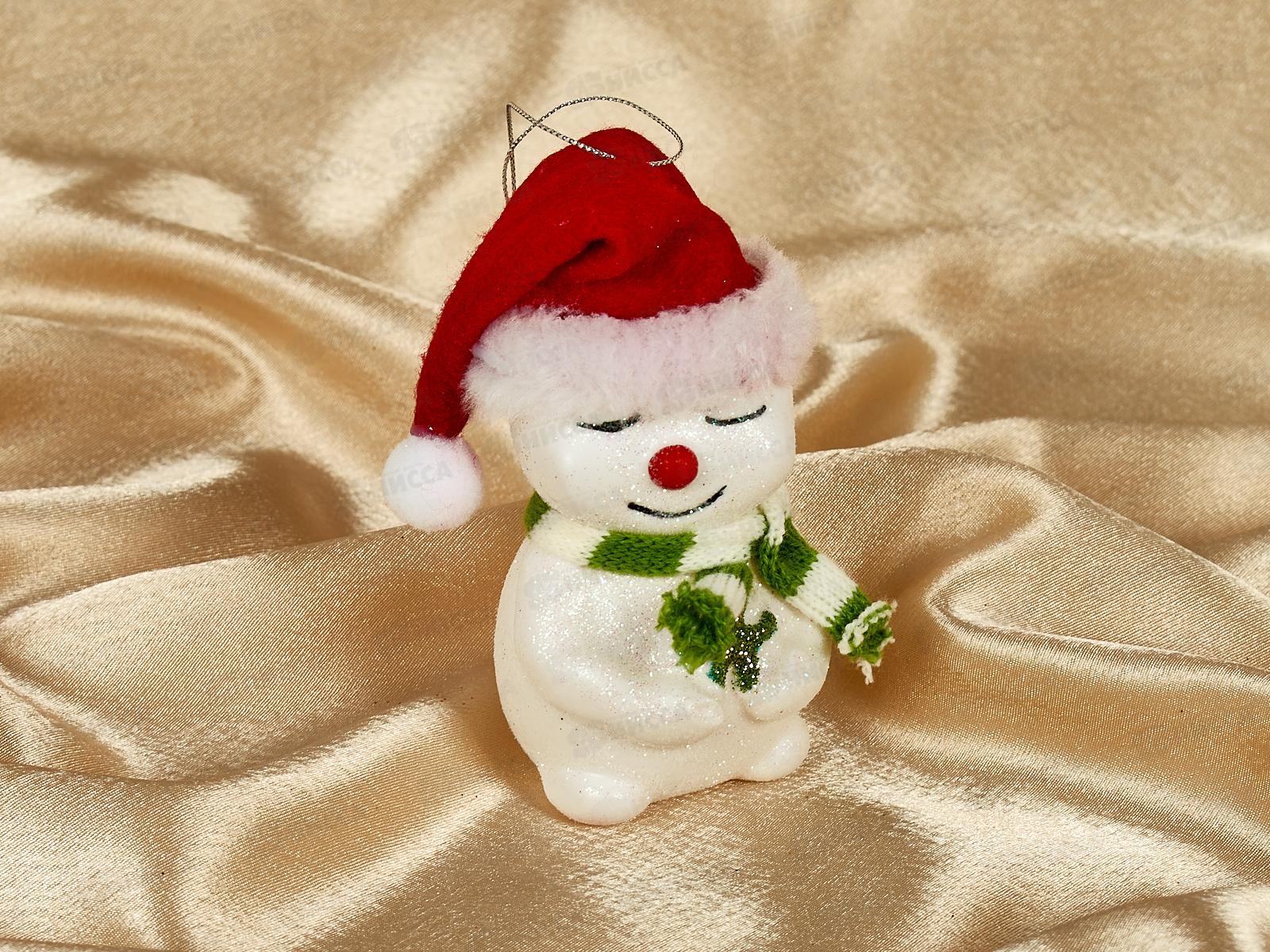 Елочная игрушка Зимний снеговик 6*11см зеленый 916-1162