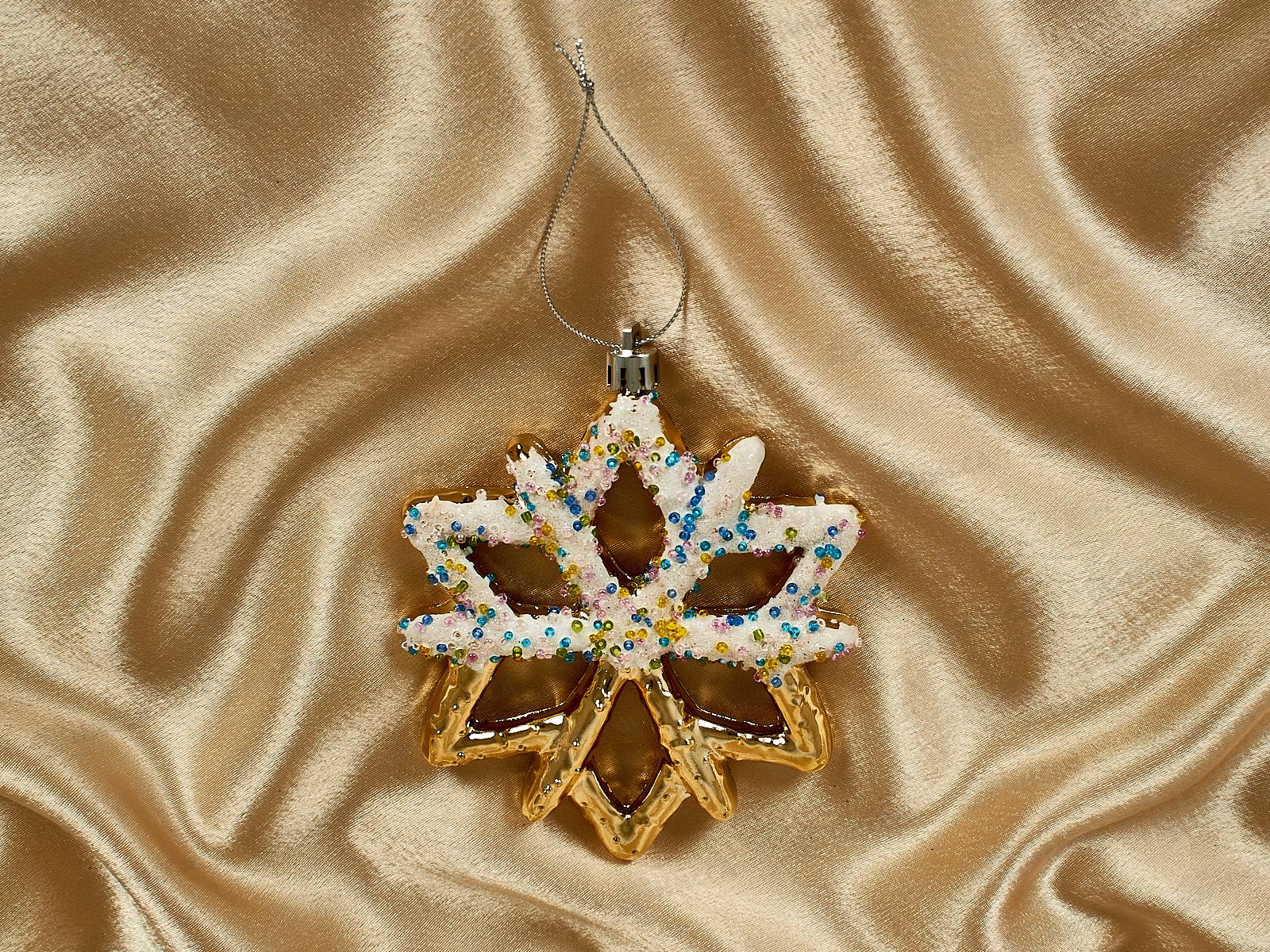 Елочная игрушка Зимняя снежинка 10*12см золото 916-1177