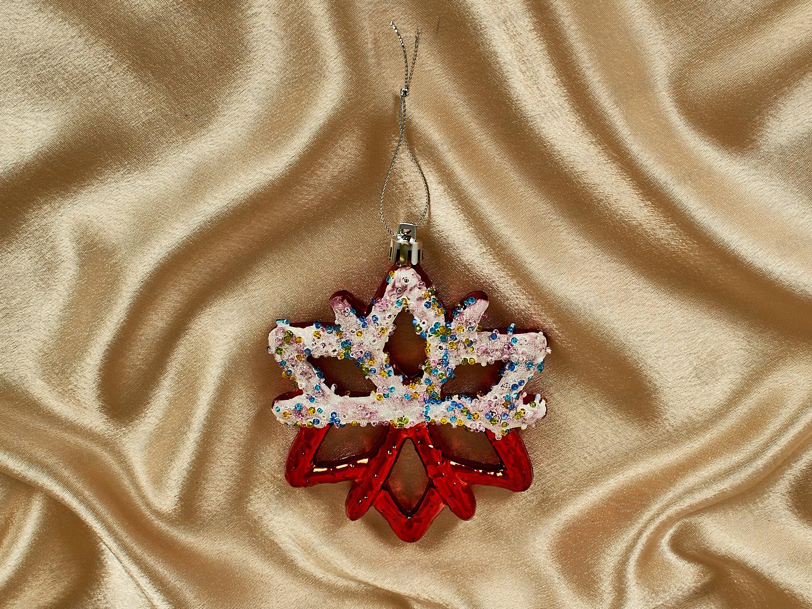 Елочная игрушка Зимняя снежинка 10*12см красный 916-1176