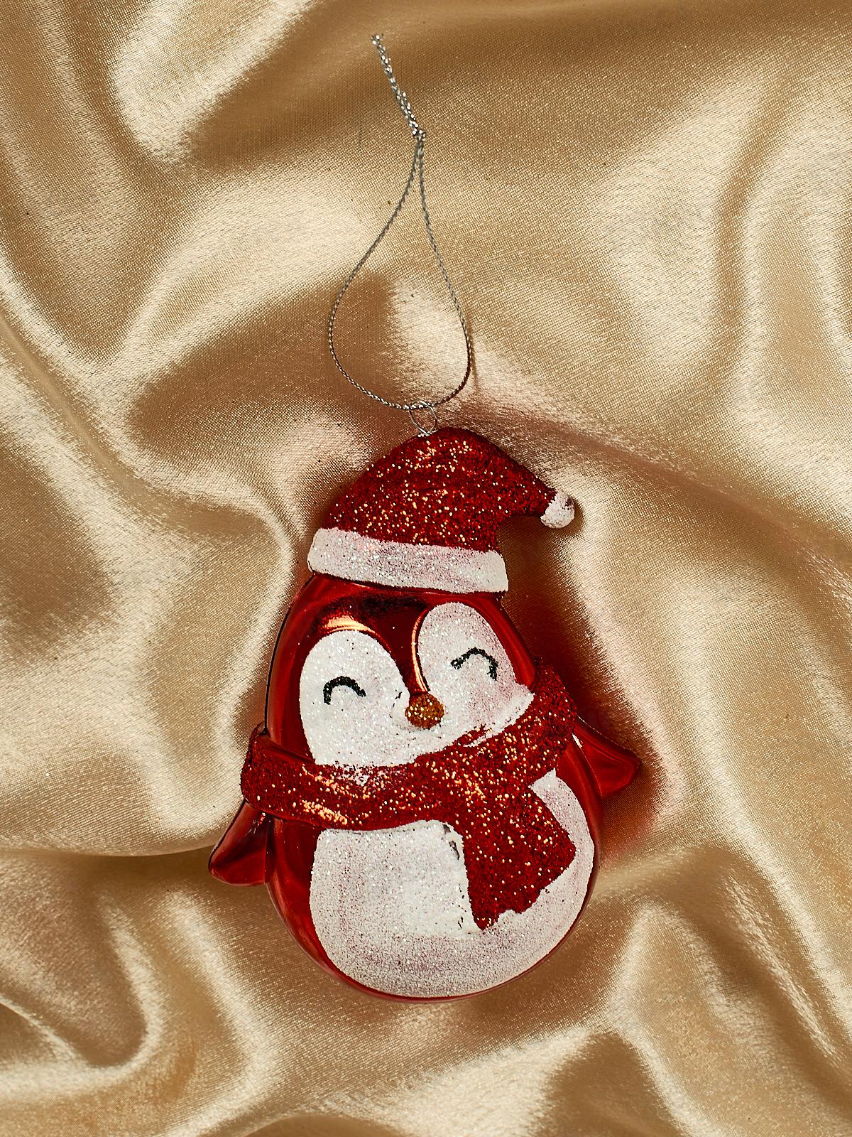 Елочная игрушка Милый пингвиненок 12*7см красный 916-0819