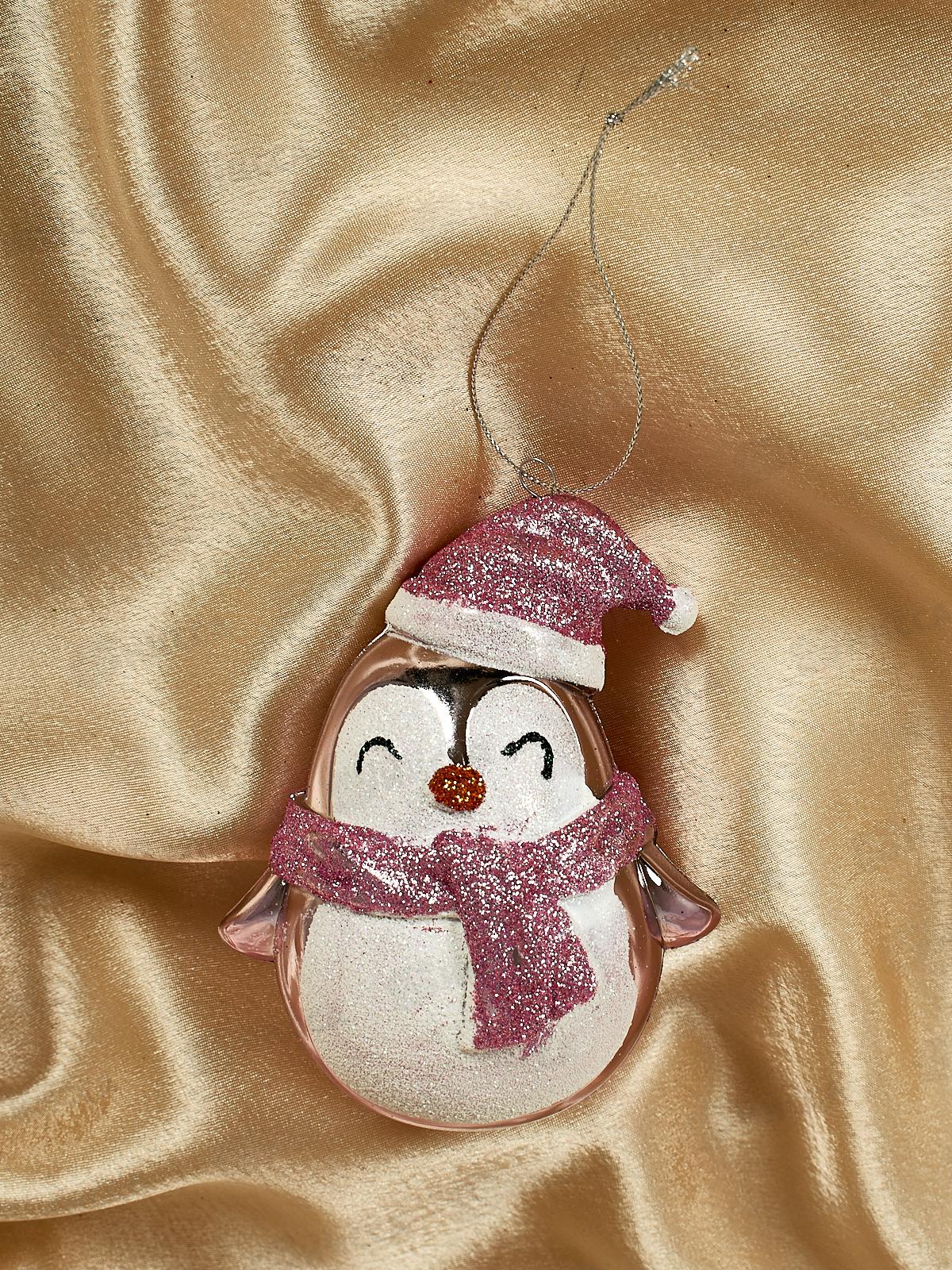 Елочная игрушка Милый пингвиненок 12*7см розовый 916-0823