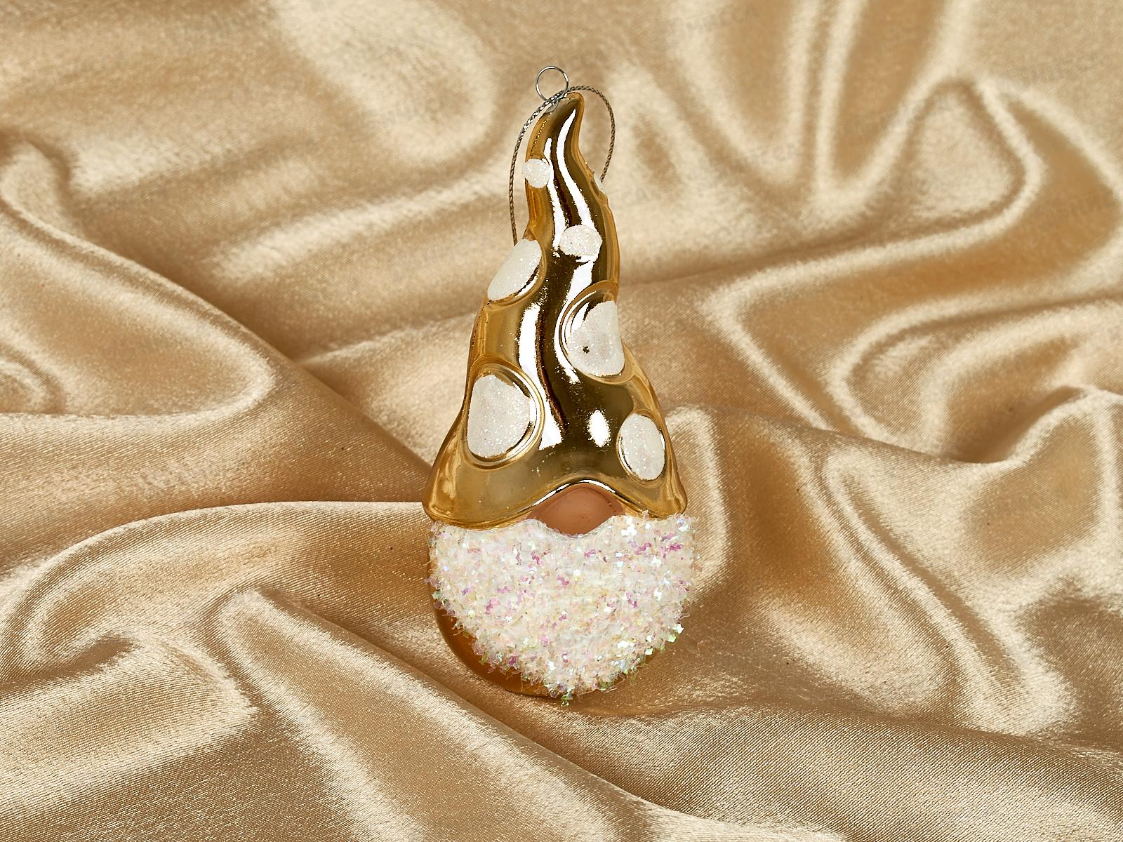 Елочная игрушка новогодний лесовичок 5,5*12,5см золото 916-1141