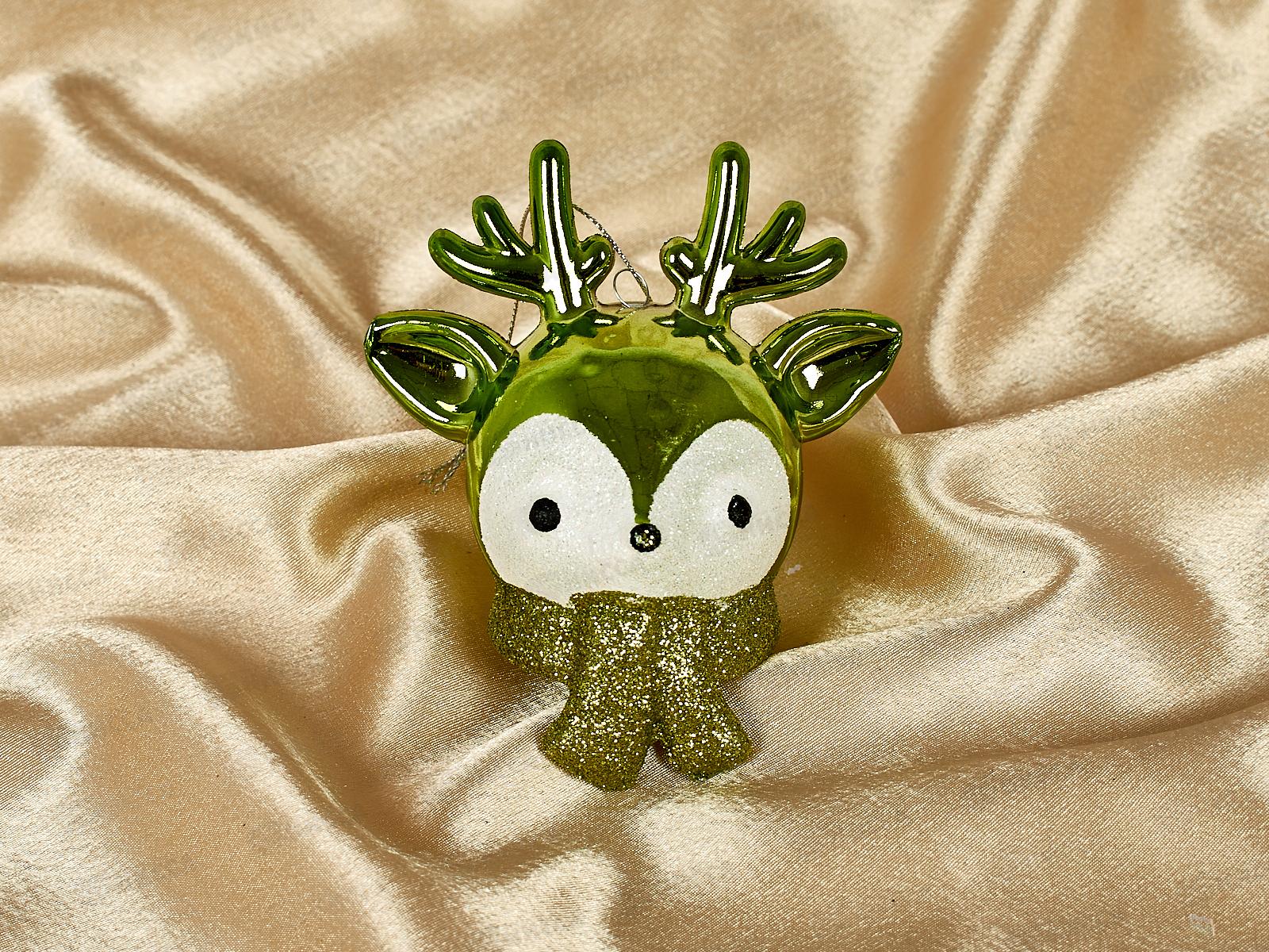 Елочная игрушка Новогодний олененок 7*10,5см зеленый 916-1139