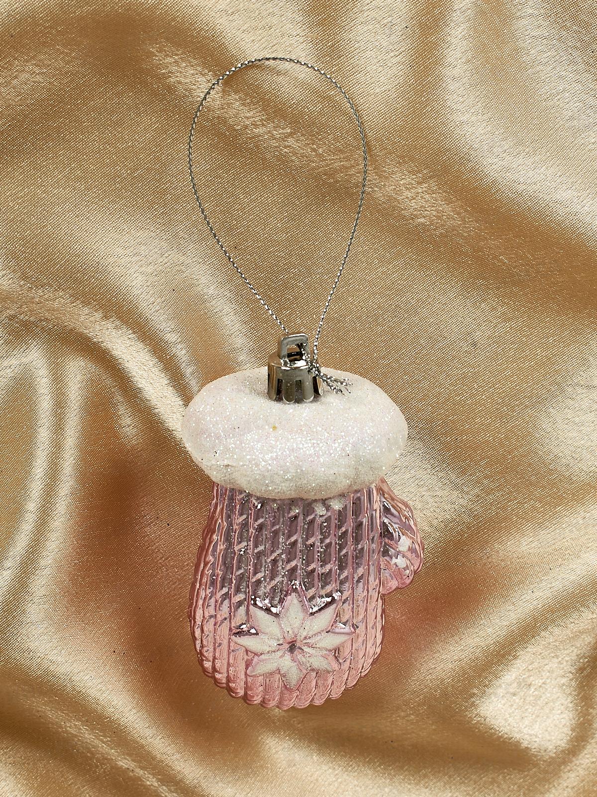 Елочная игрушка Новогодняя варежка 5*10см розовый 916-0775