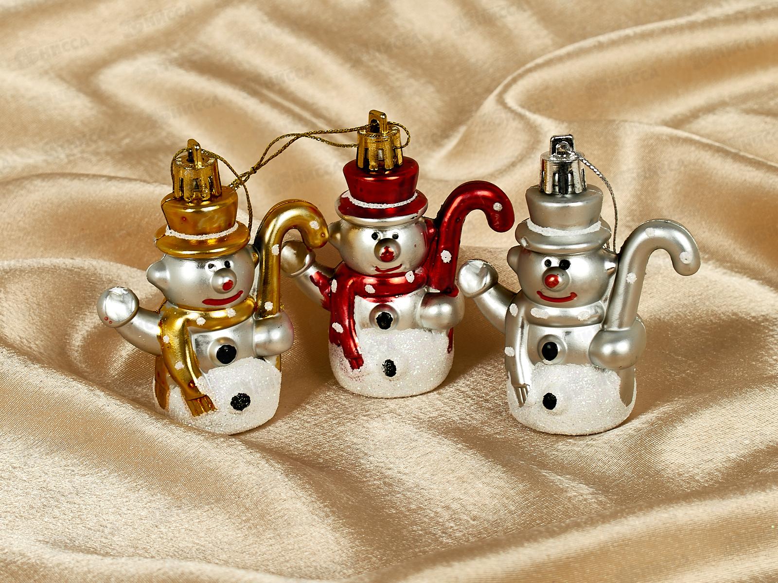 Набор елочных украшений 3шт &quotСнеговички&quot 7,5см 201-0394