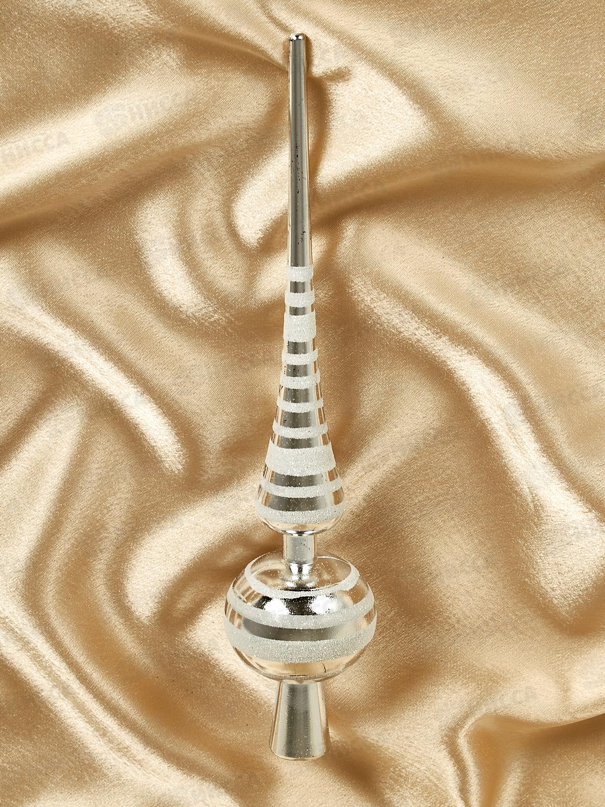 Верхушка новогодняя 27см &quotРождественская&quot серебро/белый 201-2072