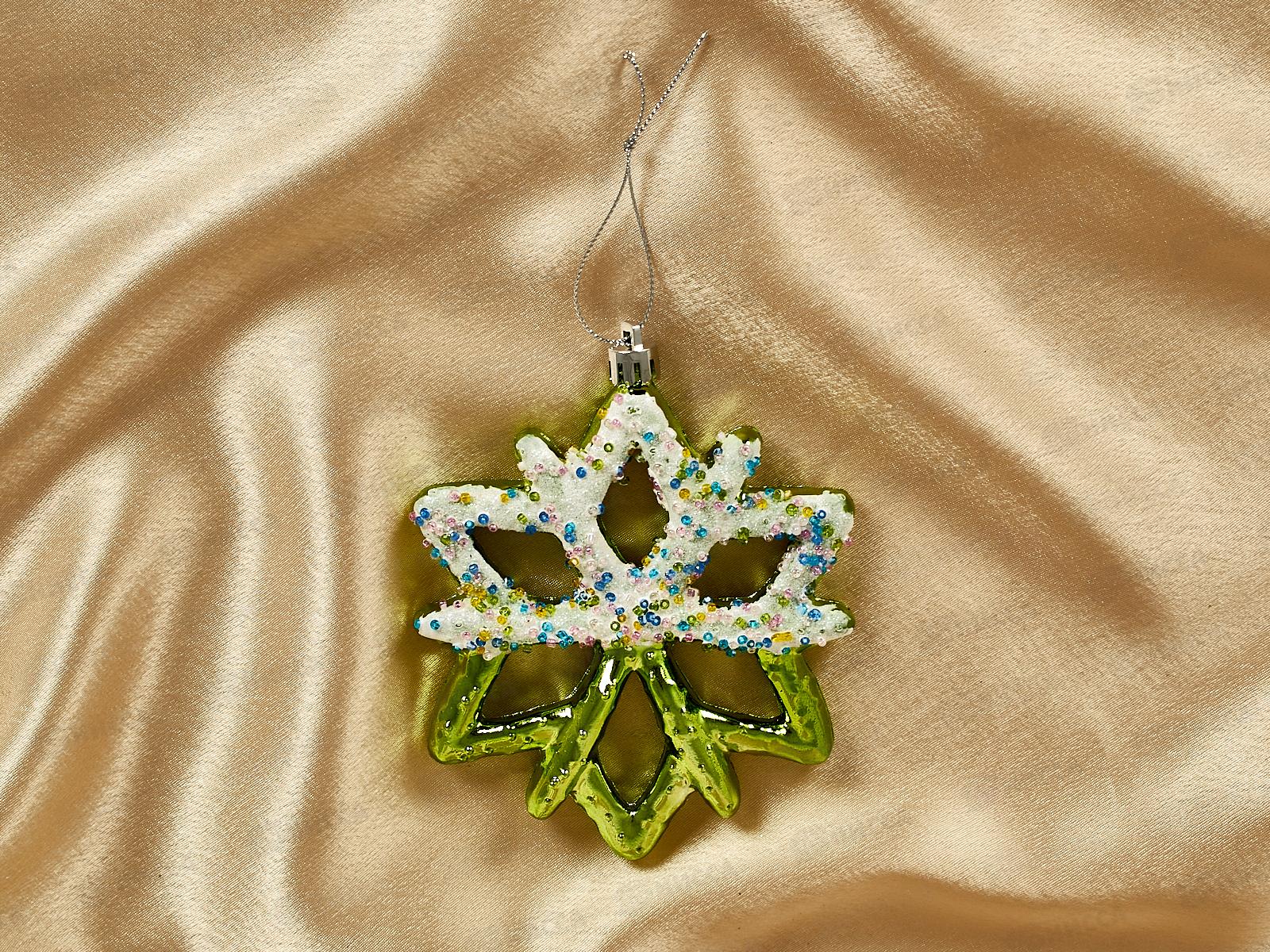 Елочная игрушка Зимняя снежинка 10*12см зеленый 916-1175