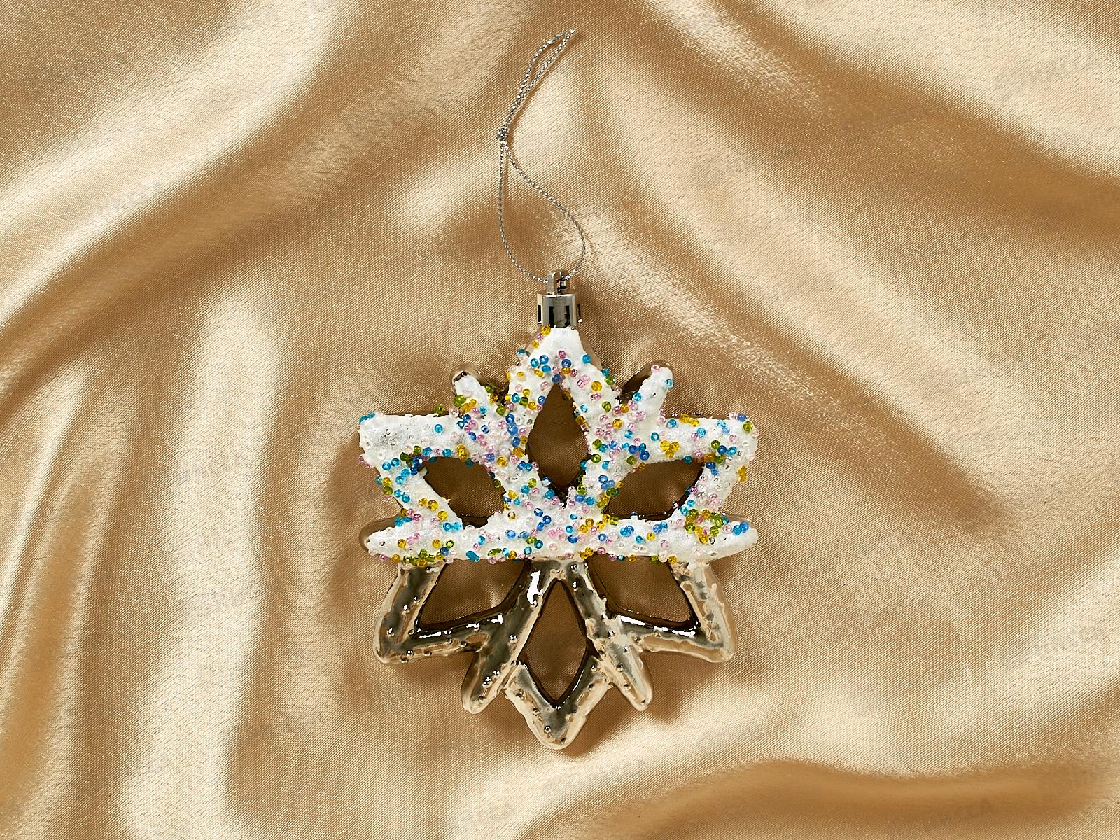 Елочная игрушка Зимняя снежинка 10*12см серебро 916-1178