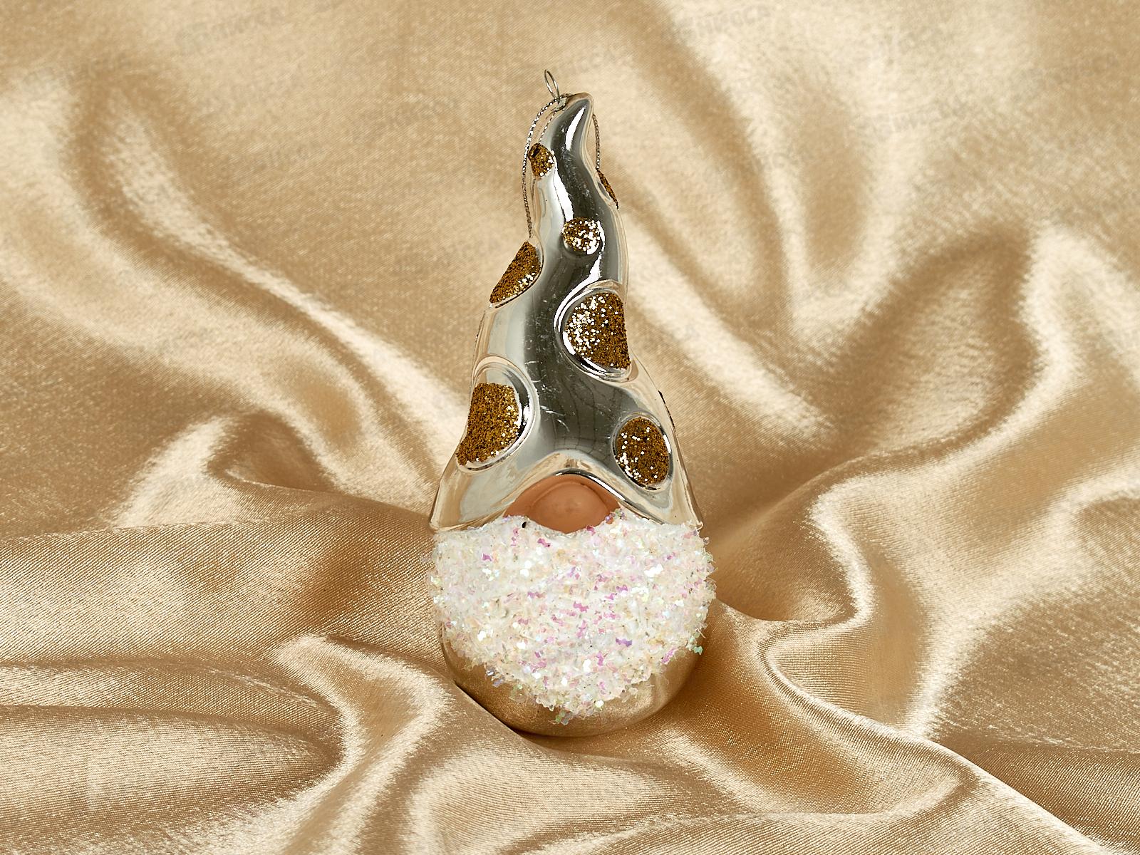 Елочная игрушка Новогодний лесовичок 5,5*12,5см серебро 916-1142