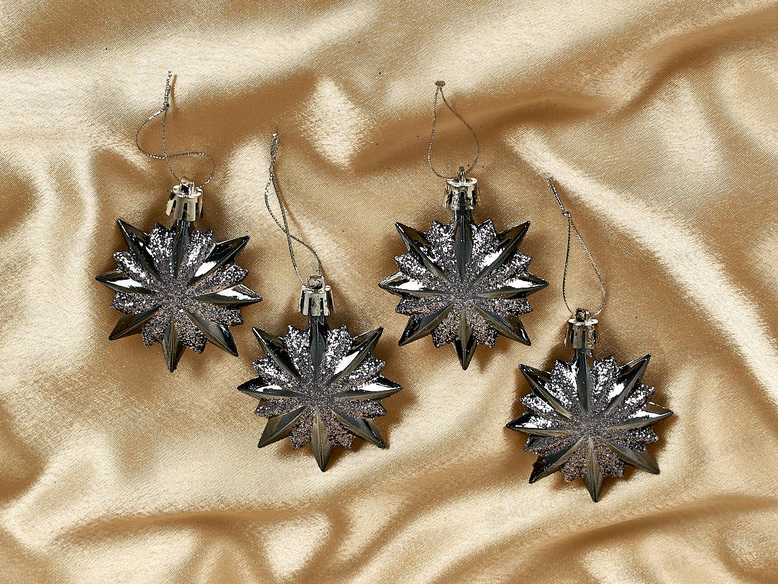 Набор елочных украшений 4шт Звезда остроконечная 6см графит 916-0169