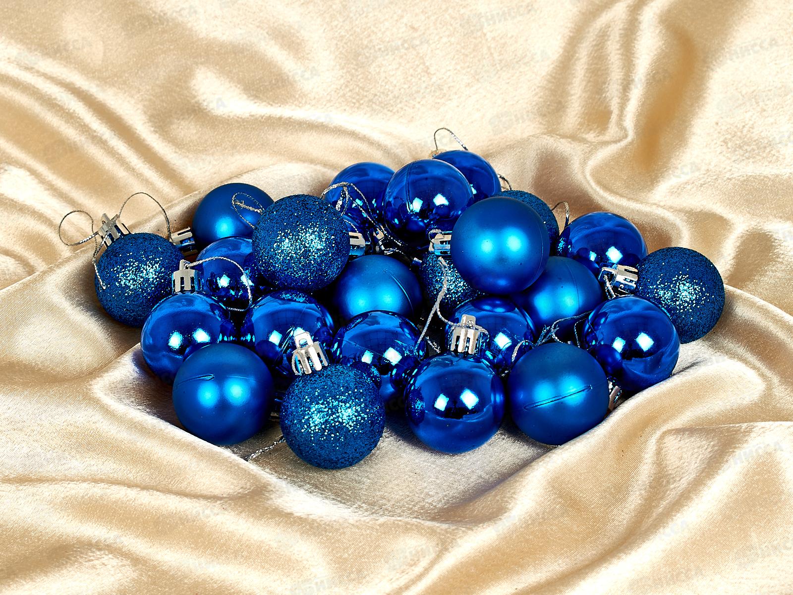 Набор елочных шаров 24шт &quotМикс фактур&quot 4см синий 201-0626