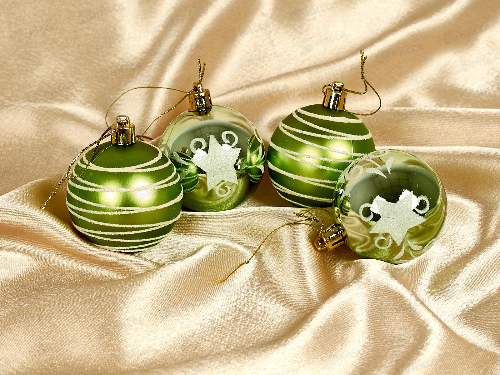 Набор елочных шаров 4шт &quotСнежная дымка&quot 6см салатовый 201-3681