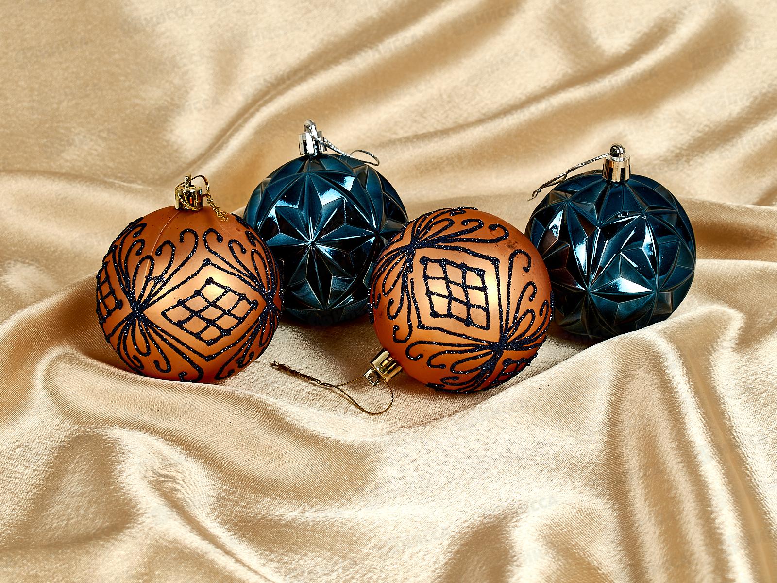 Набор елочных шаров 4шт &quotСимфония леса&quot 7см сапф/шамп 201-3706