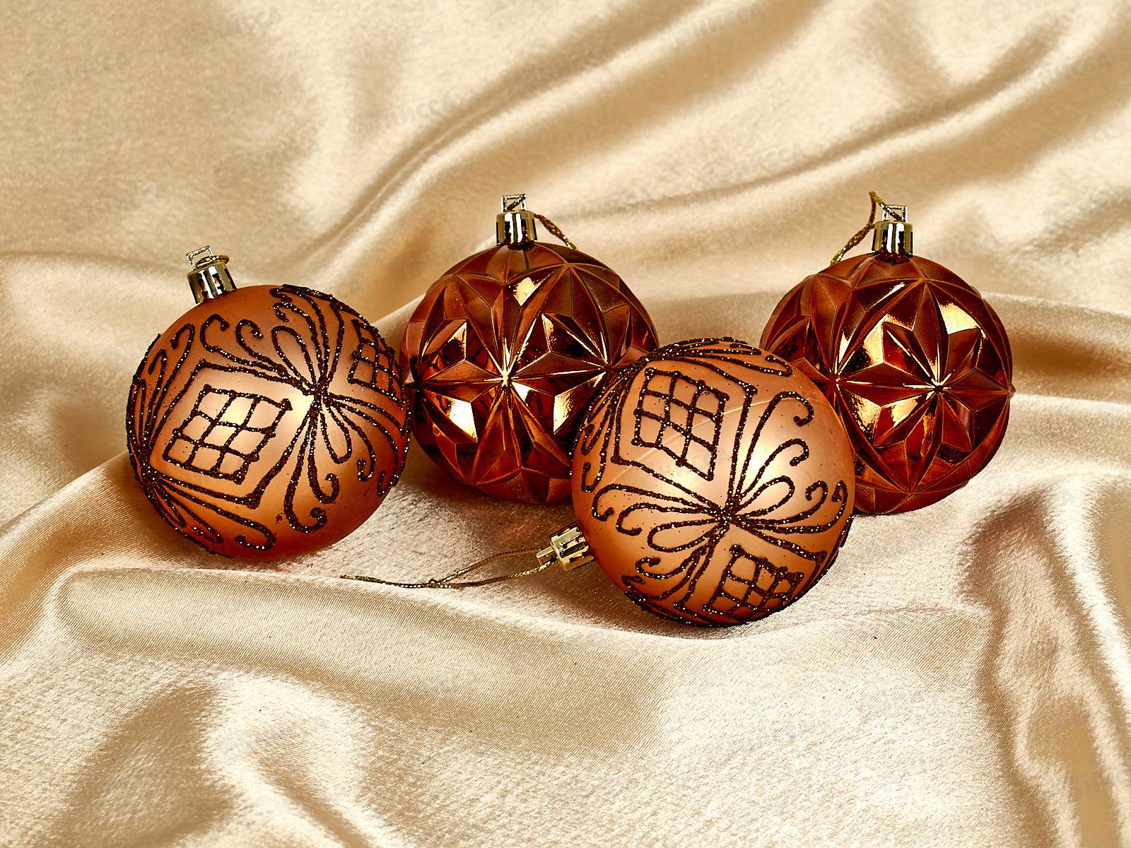 Набор елочных шаров 4шт &quotСимфония леса&quot 7см шок/шамп 201-3703