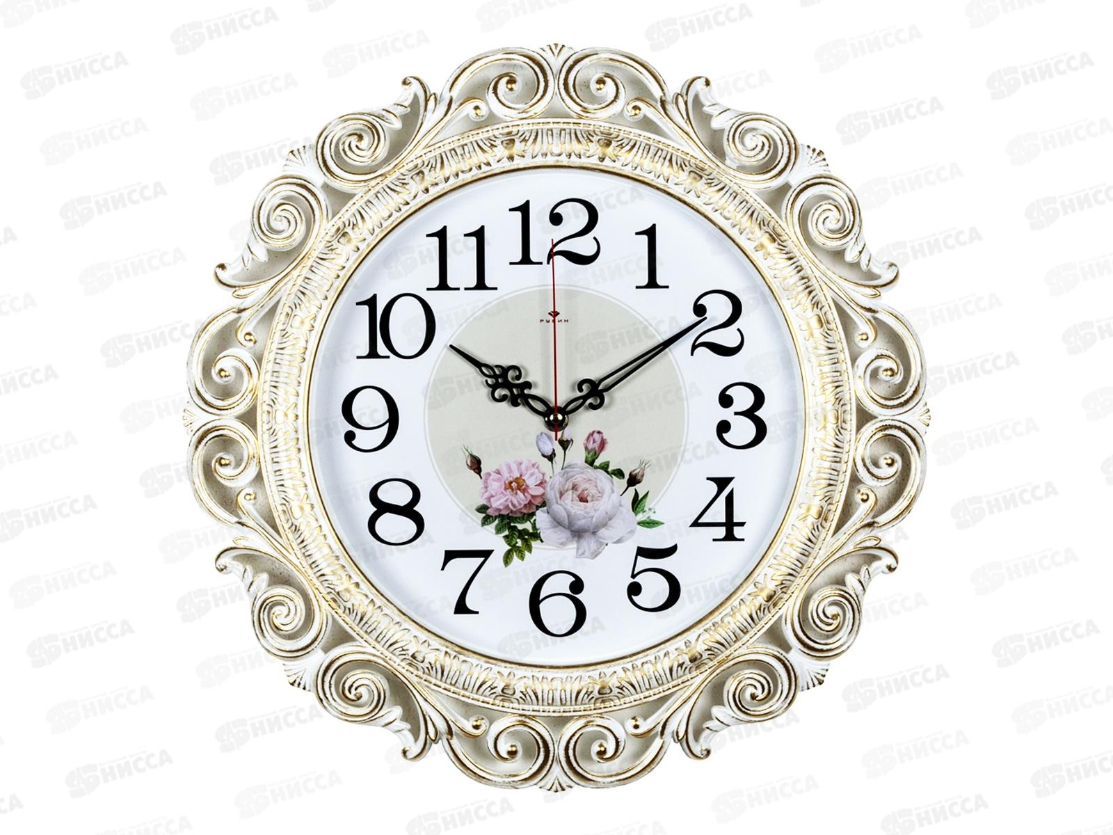 Часы настенные &quot21 Век&quot 4126-003 Нежные пионы белый с золотом Рубин