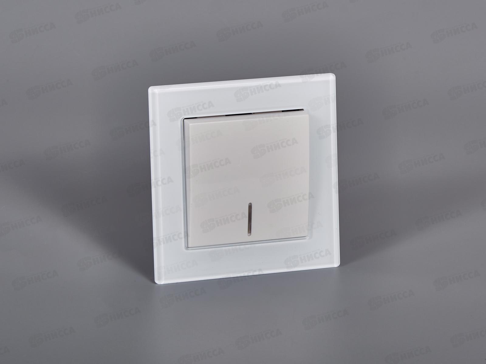 Выключатель скрытой установки 1клавиша Прогресс Glass с подсветкой, белый *10/100