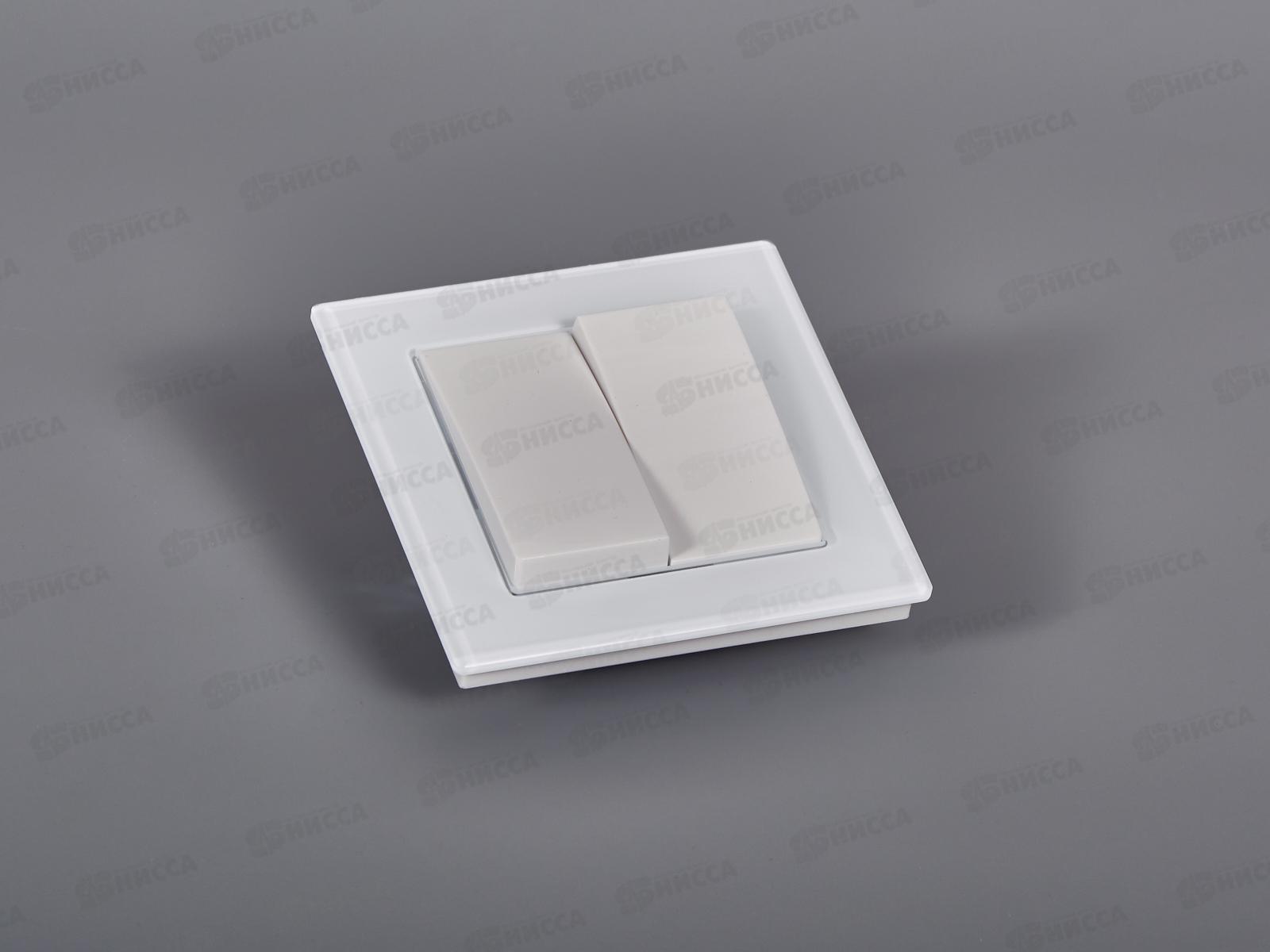 Выключатель скрытой установки 2клавиши Прогресс Glass белый *10/100