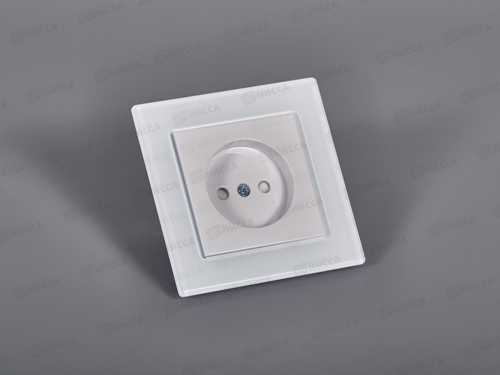 Розетка скрытой установки 1 местная Прогресс Glass с защитными шторками, белая *10/100