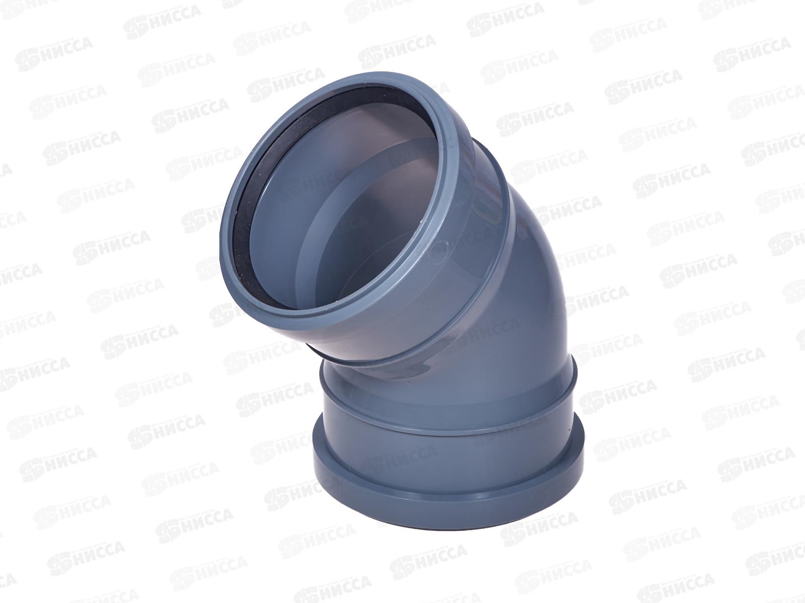 Отвод канализационный 45 серый 110 двухраструбный Jakko