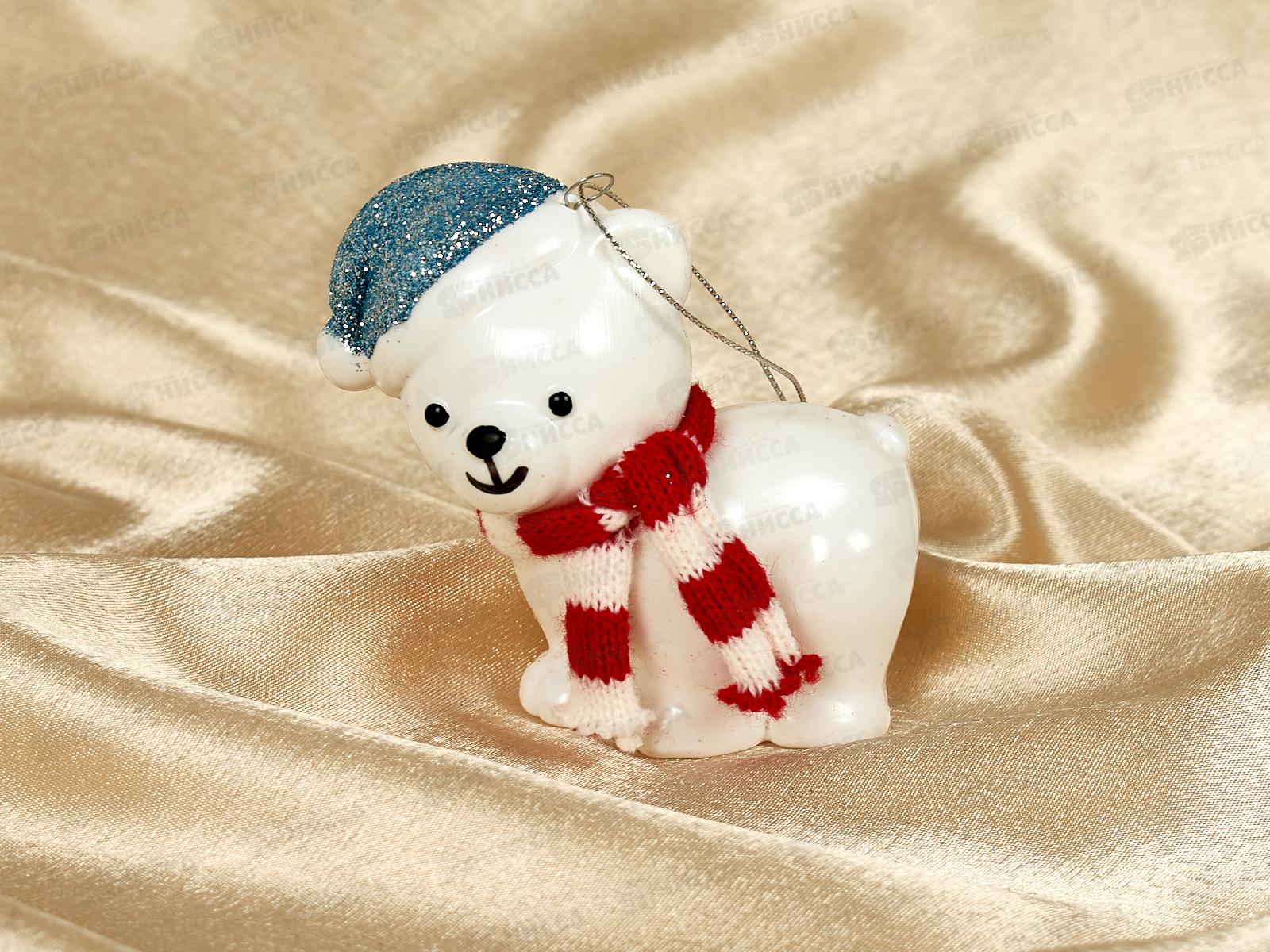 Елочная игрушка Милый мишка 8*9см голубой 107-6081