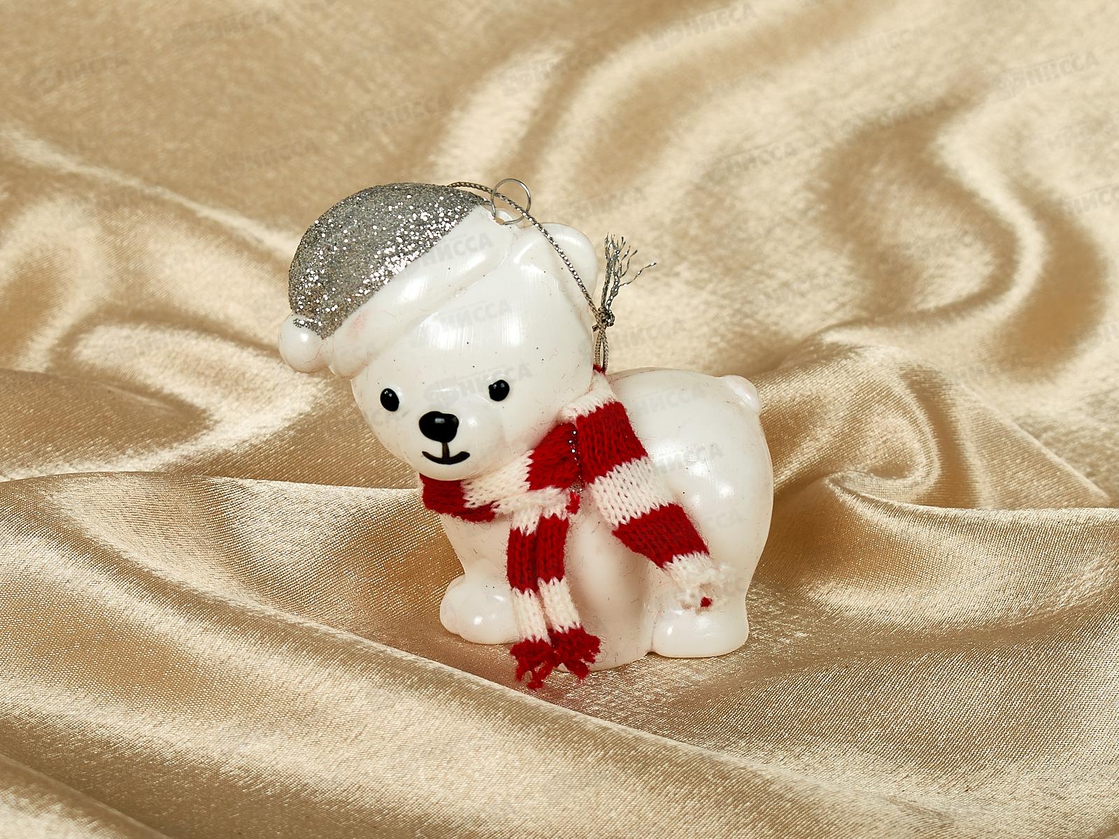 Елочная игрушка Милый мишка 8*9см серебро 107-6157