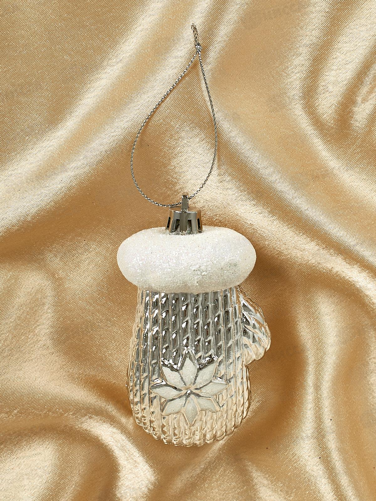 Елочное украшение Новогодняя варежка 5*10см серебро 916-0772