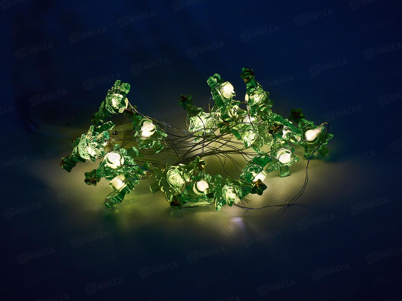 Гирлянда 2м &quotЕлочка новогодняя&quot 20 LED 1 режим теплый белый, тип питания от батареек 183-0404
