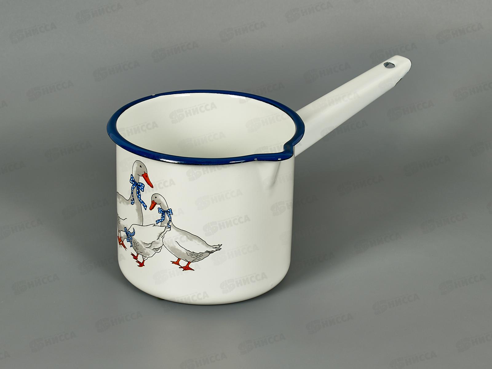 Ковш 1,4л со сливом длинная ручка 01-2009н/4 Гуси *6