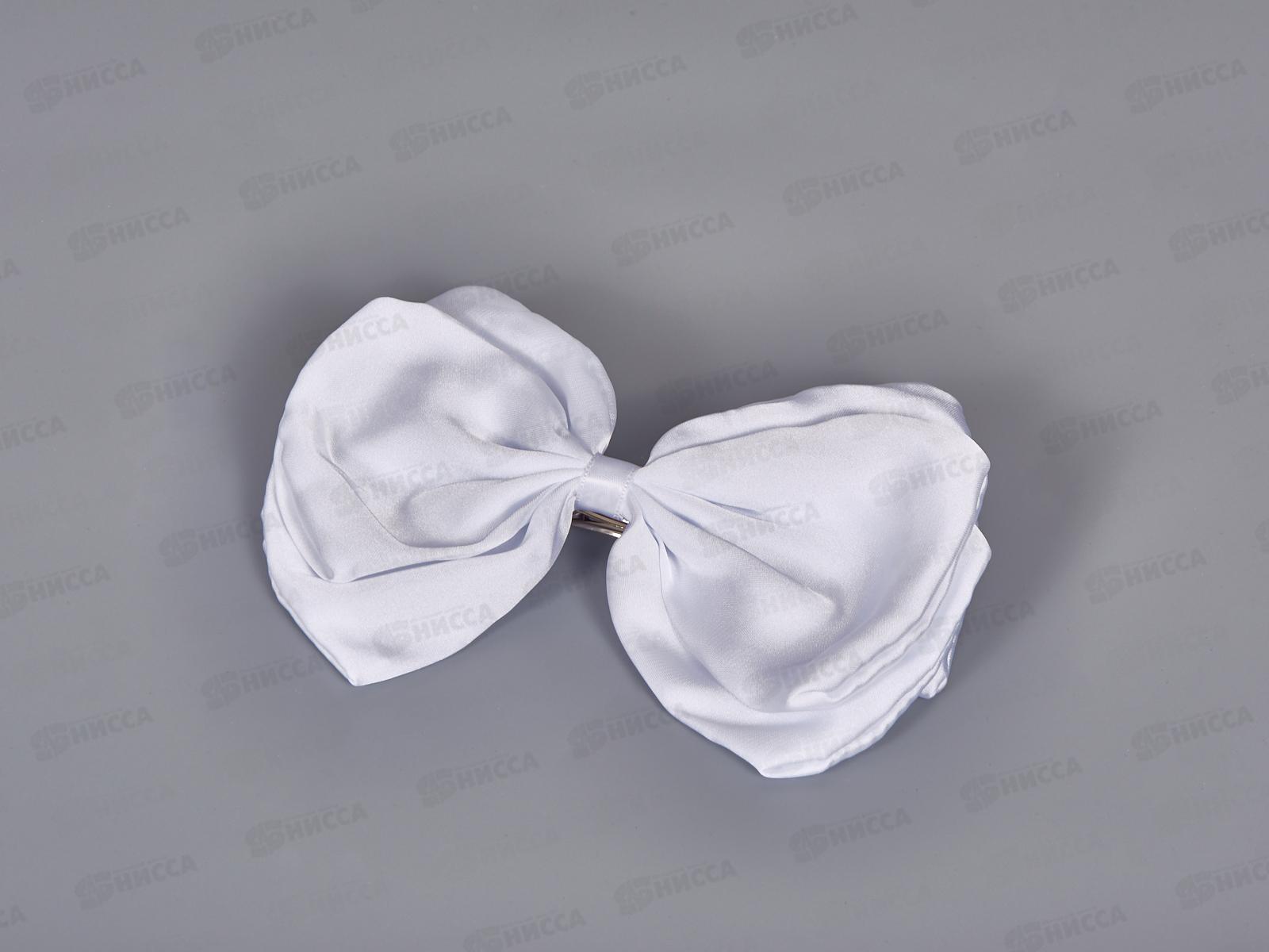 Заколка-автомат с бантом шелк 16см белая №9417