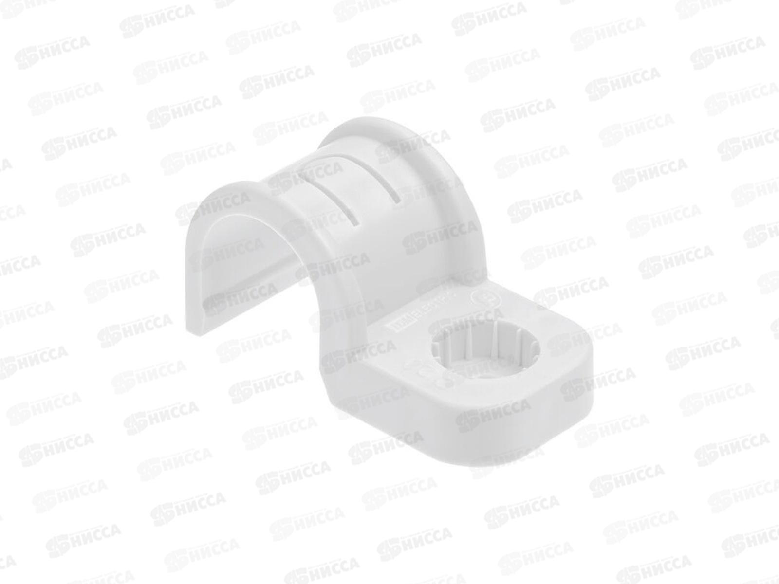 Крепеж-скоба для трубы 20 мм односторонняя для прямого монтажа, белая, 6012 *50/600