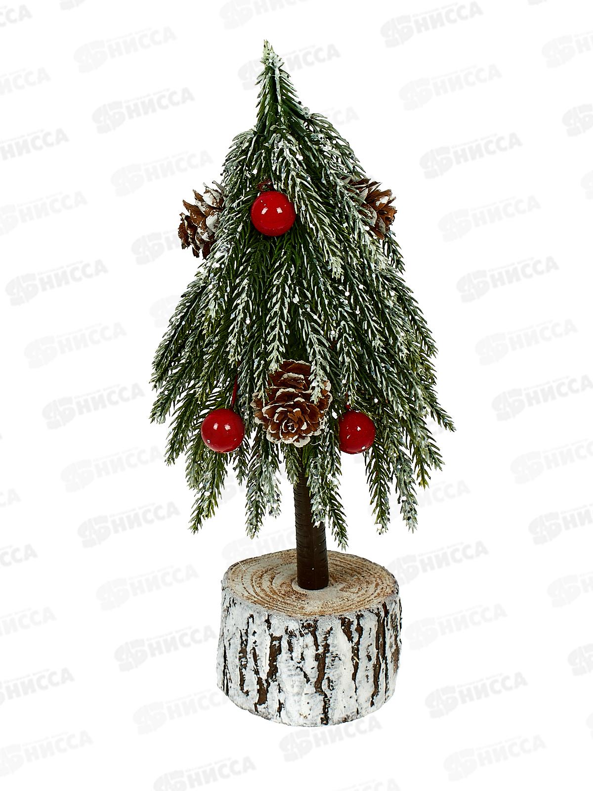 Ель декоративная Сказочная, с ягодами и шишками, 14х14х23см, 8874-3